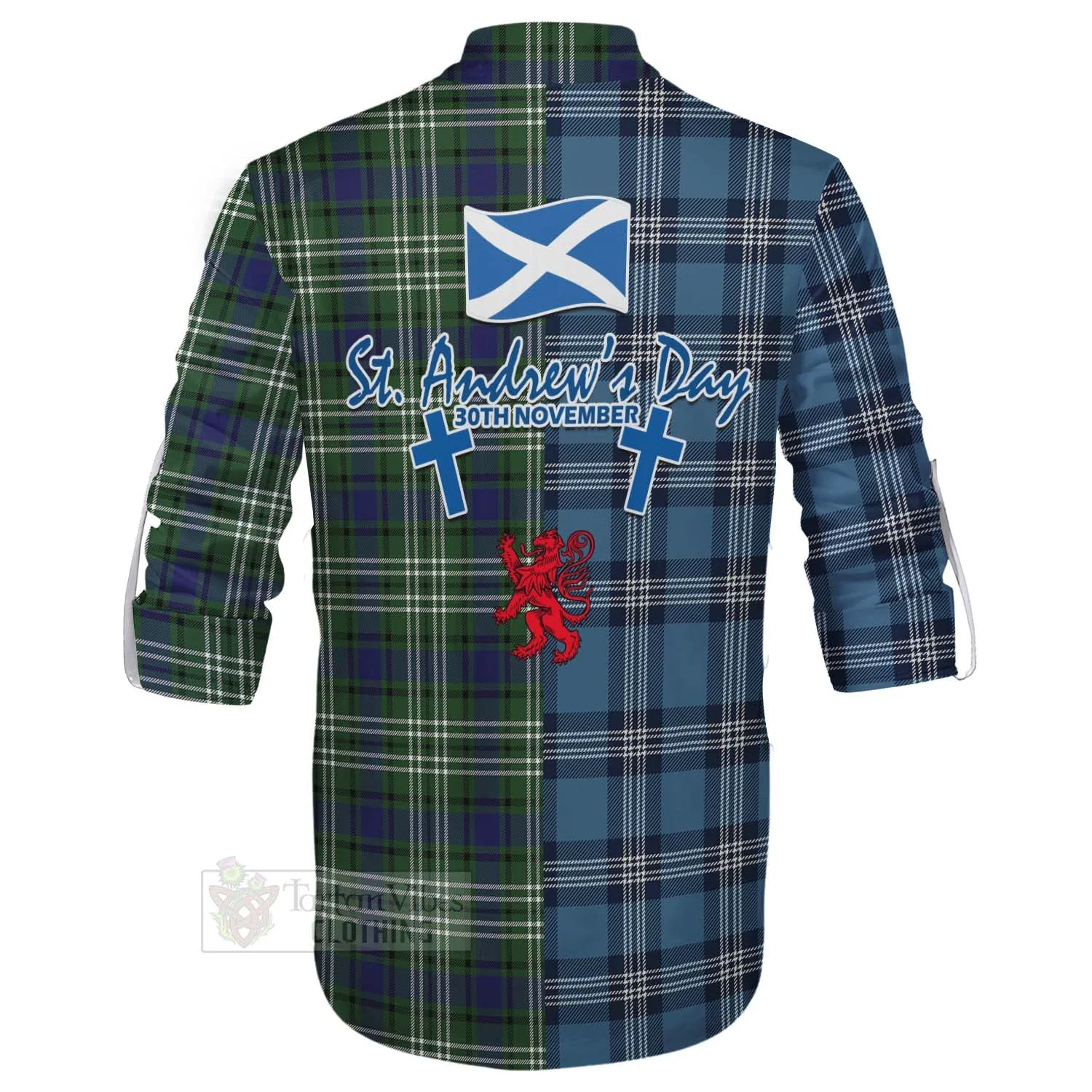 Blyth Tartan Ghillie Kilt Shirt Happy St. Andrew's Day Half Tartan Style