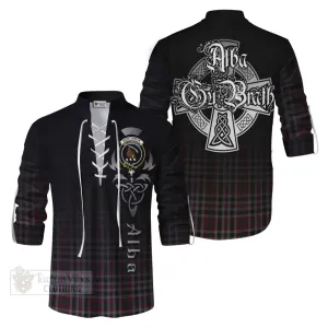 Borthwick Tartan Ghillie Kilt Shirt Featuring Alba Gu Brath Family Crest Celtic Inspired