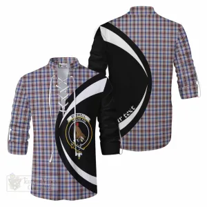 Boswell Tartan Ghillie Kilt Shirt with Family Crest Circle Style