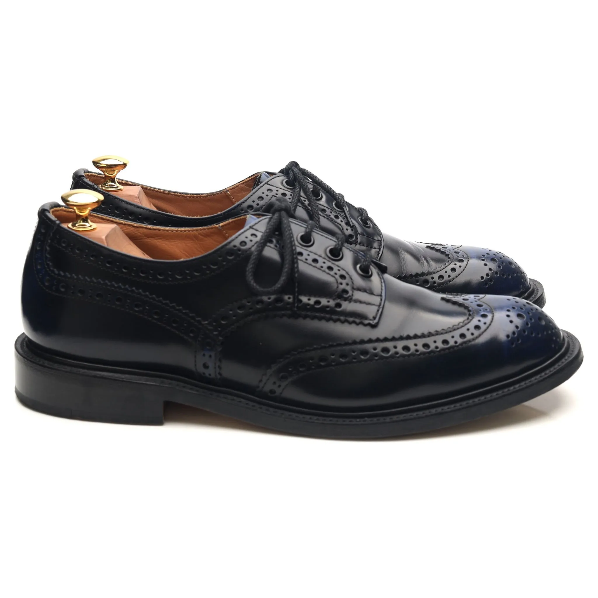 'Bourton' Navy Blue Leather Derby Brogues UK 9.5