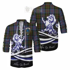 Bowie Tartan Ghillie Kilt Shirt with Alba Gu Brath Regal Lion Emblem