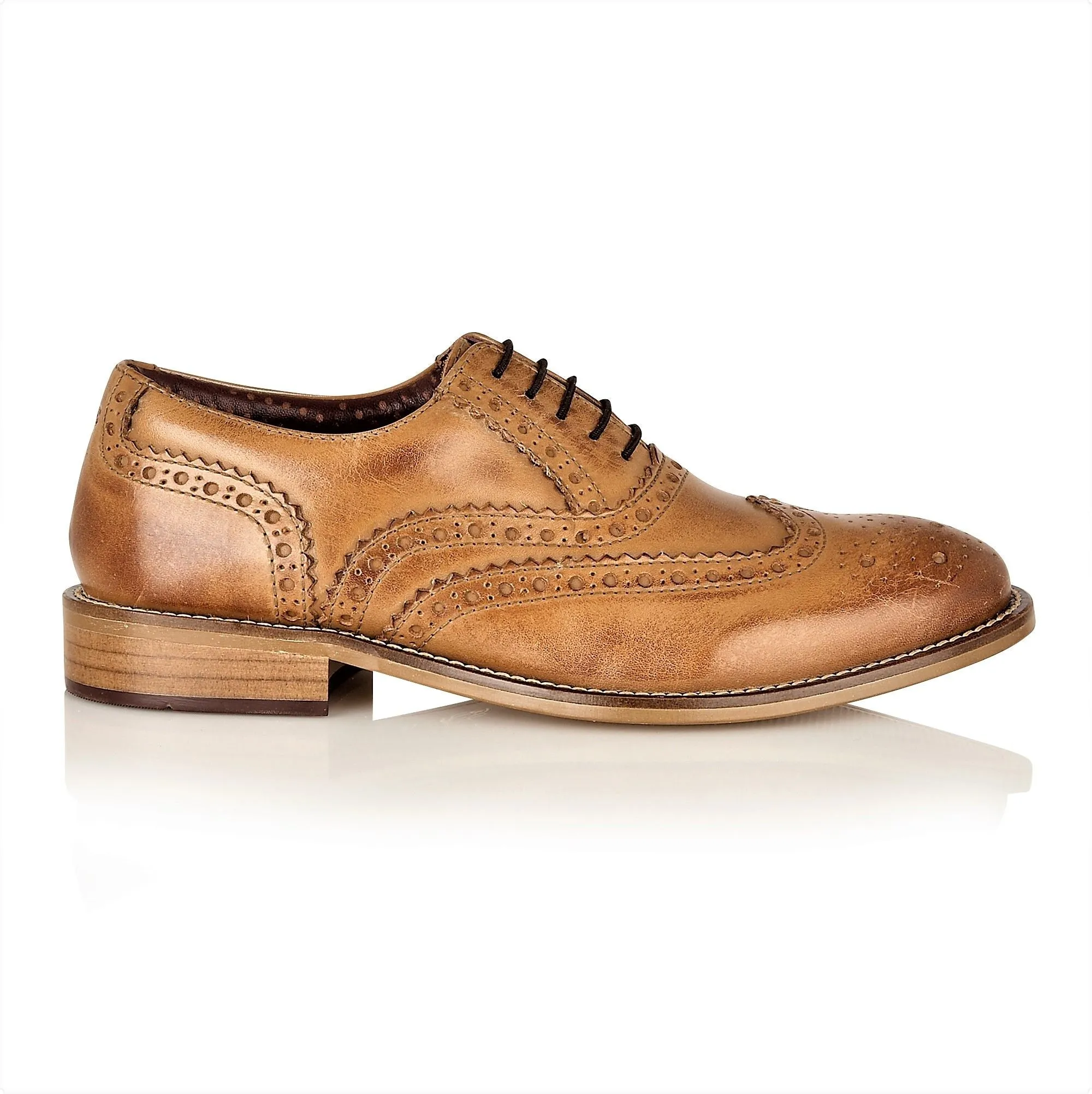 Boys Tan Leather Lace Up Brogue Shoes :- Mens And Boys Shoes