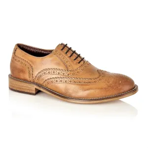 Boys Tan Leather Lace Up Brogue Shoes :- Mens And Boys Shoes