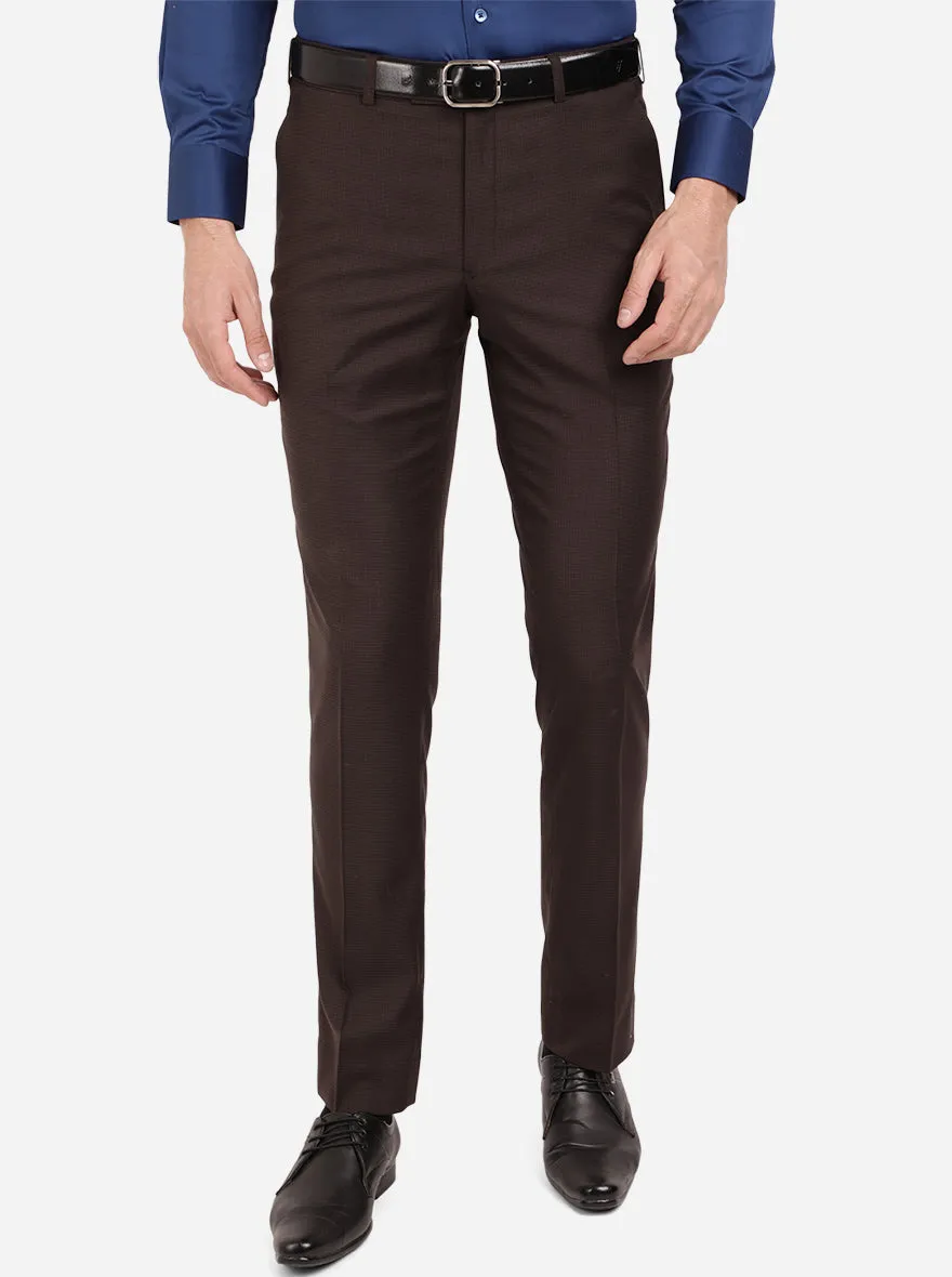 Brown Checked Classic Fit Formal Trouser | JadeBlue