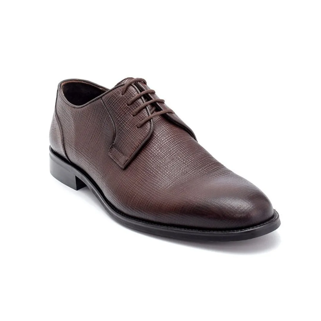 Brown Men Leather Printed Classic Shoe