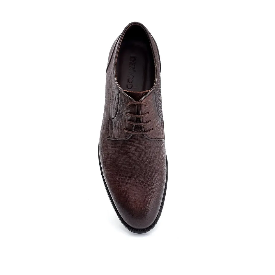 Brown Men Leather Printed Classic Shoe