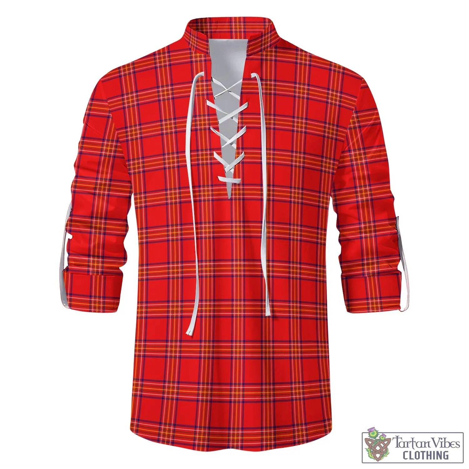 Burnett Modern Tartan Men's Scottish Traditional Jacobite Ghillie Kilt Shirt