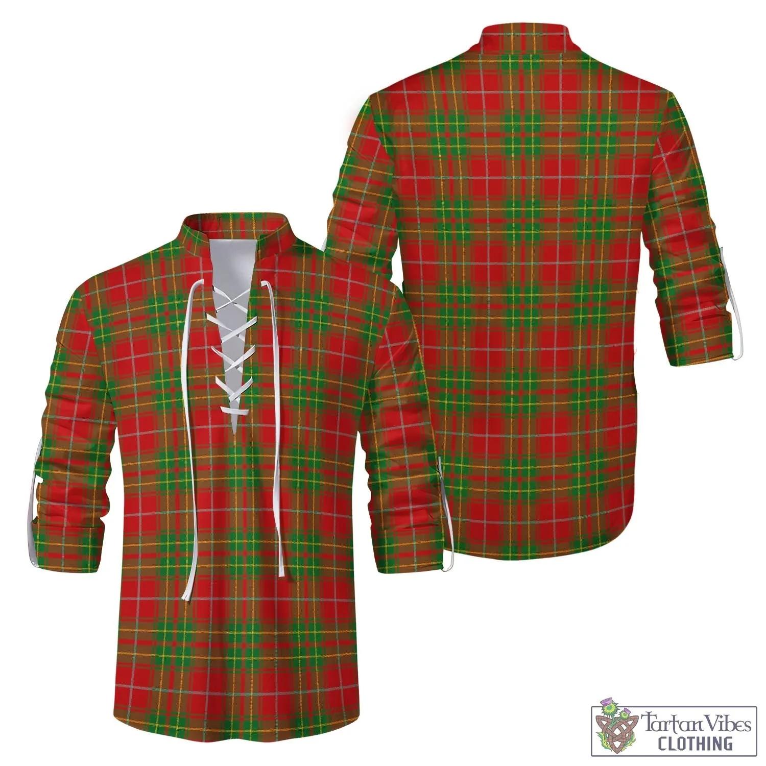 Burnett Tartan Men's Scottish Traditional Jacobite Ghillie Kilt Shirt