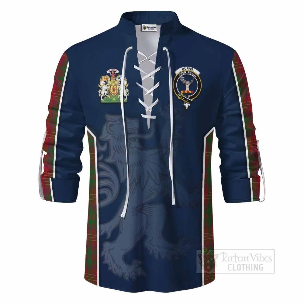 Burns Tartan Ghillie Kilt Shirt with Family Crest and Lion Rampant Vibes Sport Style