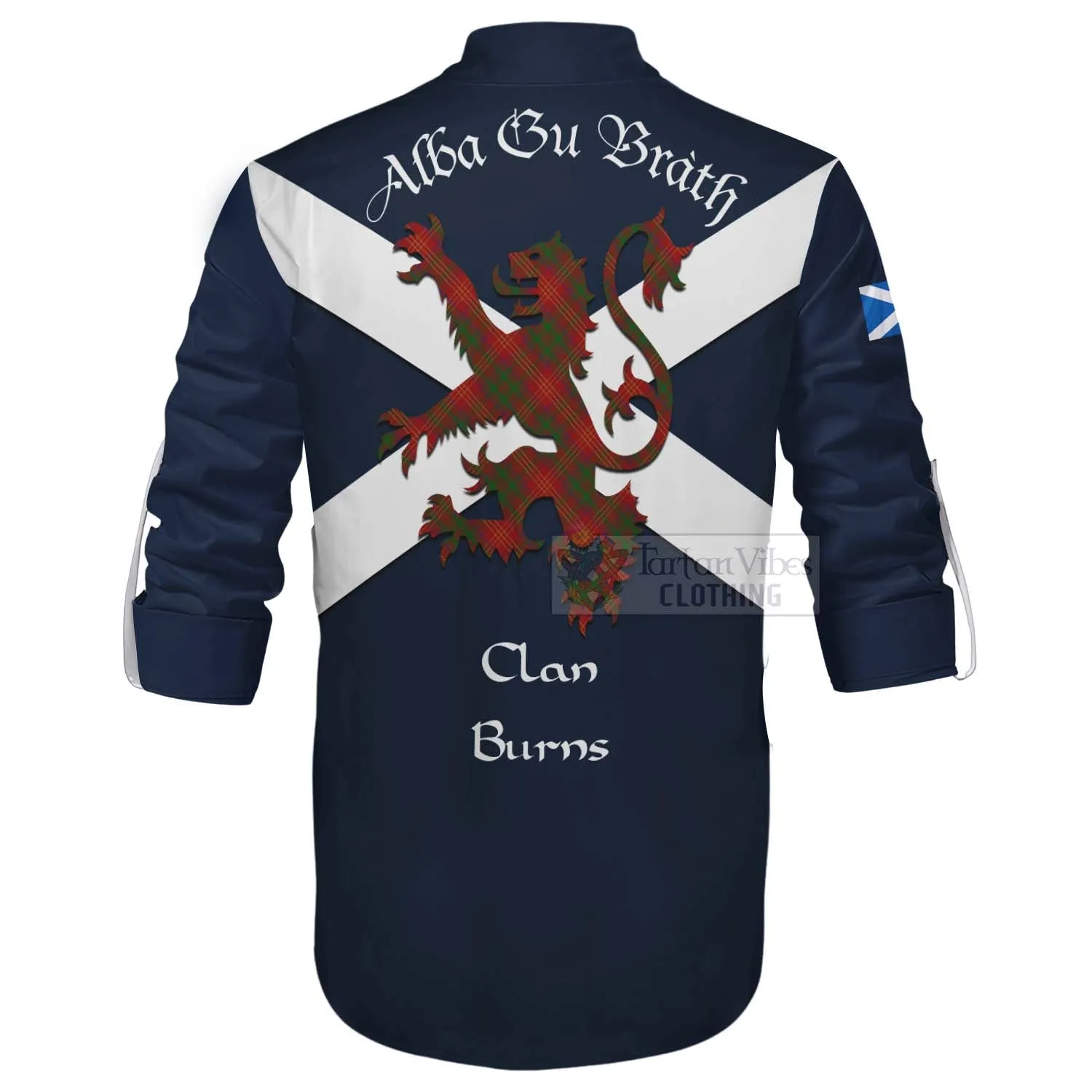 Burns Tartan Lion Rampant Ghillie Kilt Shirt Proudly Display Your Heritage with Alba Gu Brath and Clan Name