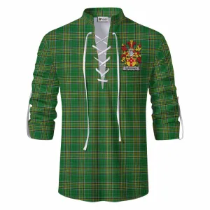 Burrowes Irish Clan Tartan Ghillie Kilt Shirt with Coat of Arms