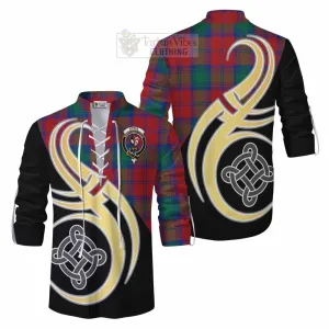 Byres (Byses) Tartan Ghillie Kilt Shirt with Family Crest and Celtic Symbol Style