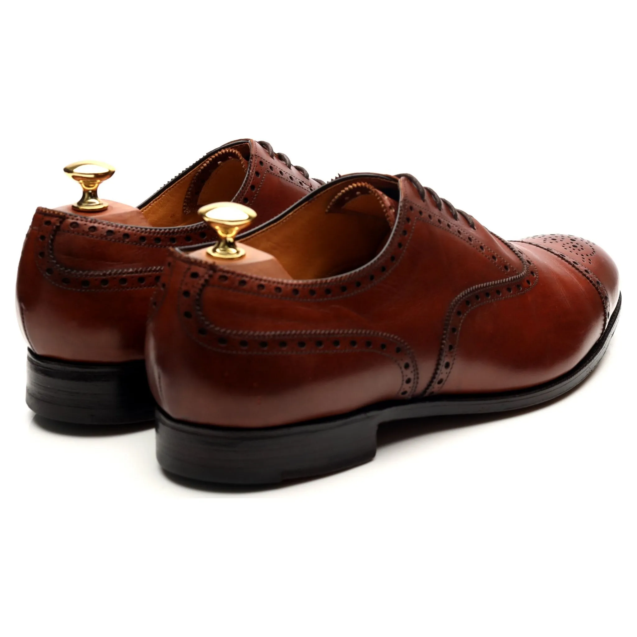 'Cadogan' Tan Brown Leather Oxford Semi Brogues UK 9.5 F