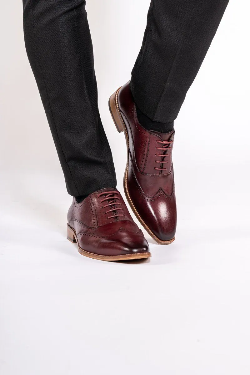 Carson Bordeux Burgundy Wingtip Brogue Shoe :- Mens And Boys Shoes