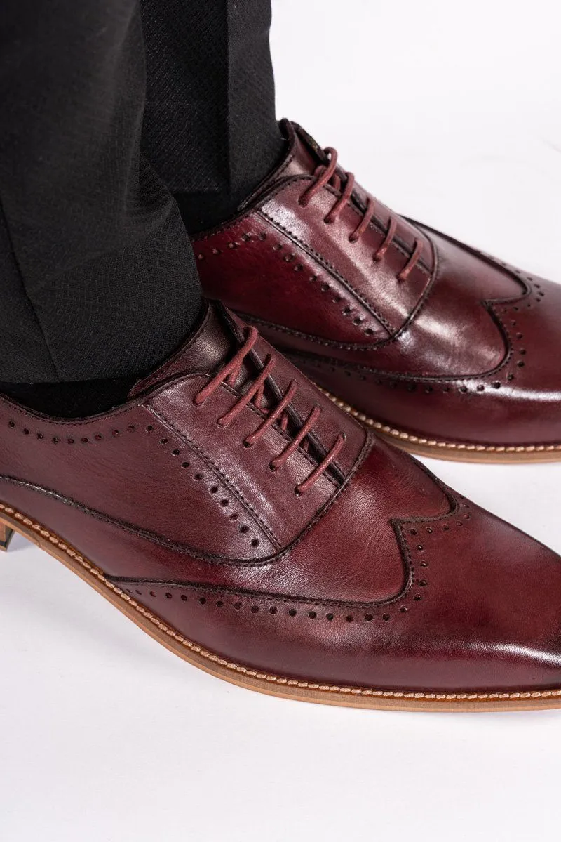 Carson Bordeux Burgundy Wingtip Brogue Shoe :- Mens And Boys Shoes