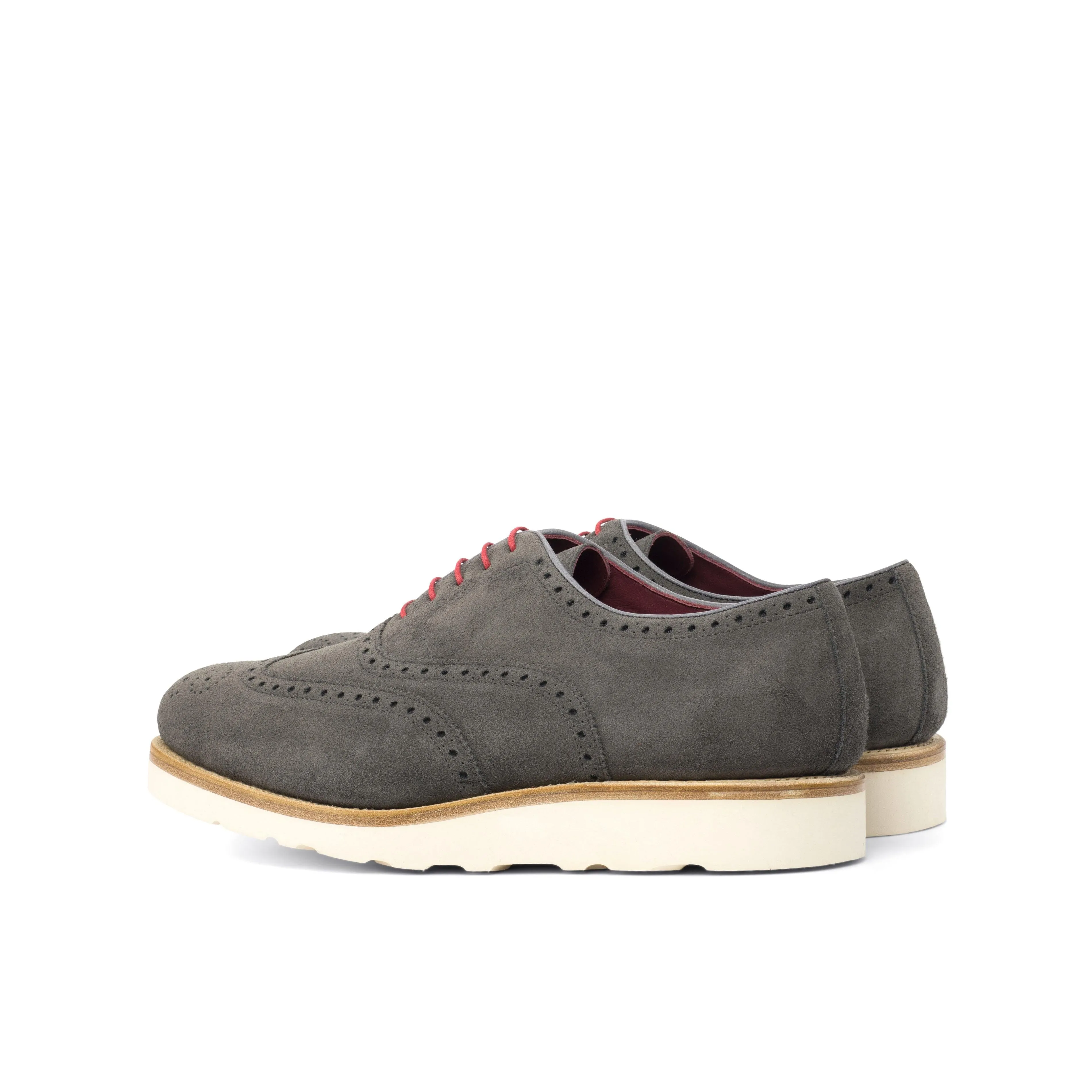 Casual Brogue Shoes Grey Suede