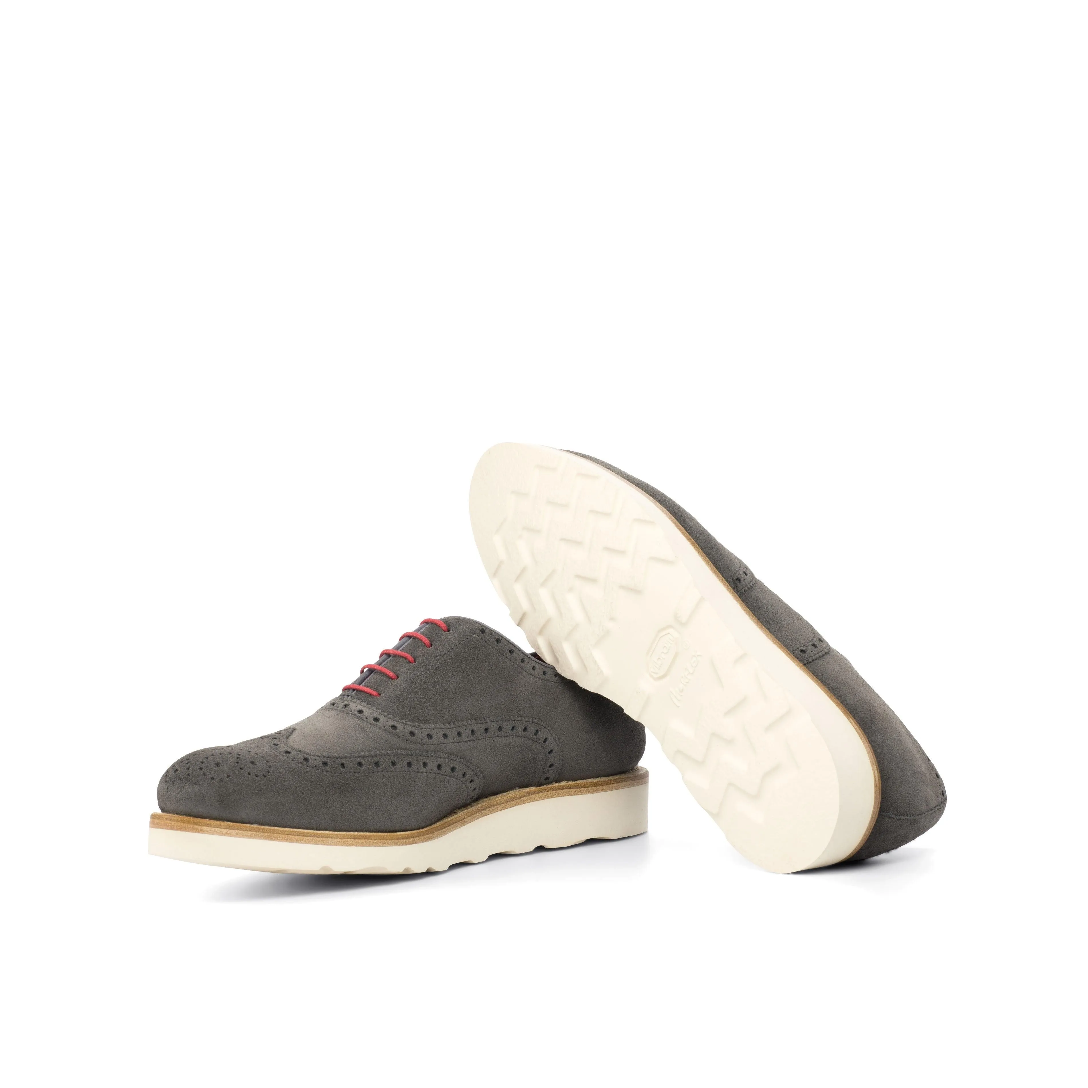 Casual Brogue Shoes Grey Suede