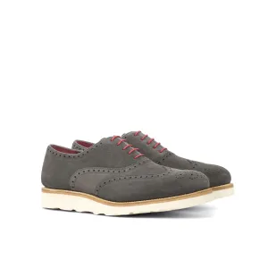 Casual Brogue Shoes Grey Suede