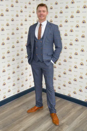 Coronation Street's Daniel Osbourne (Rob Mallard) in JENSON Sky Blue Check Suit