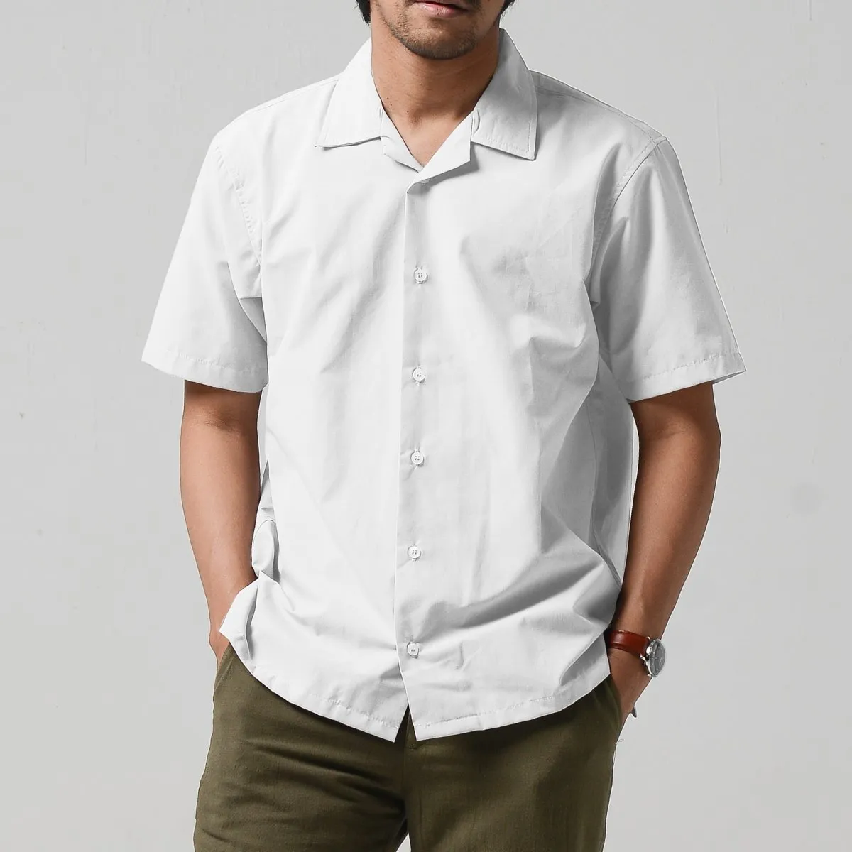 Cuban Collar Shirt White