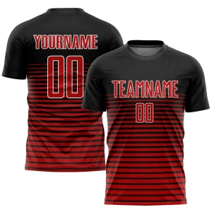 Custom Black Red-White Sublimation Soccer Uniform Jersey