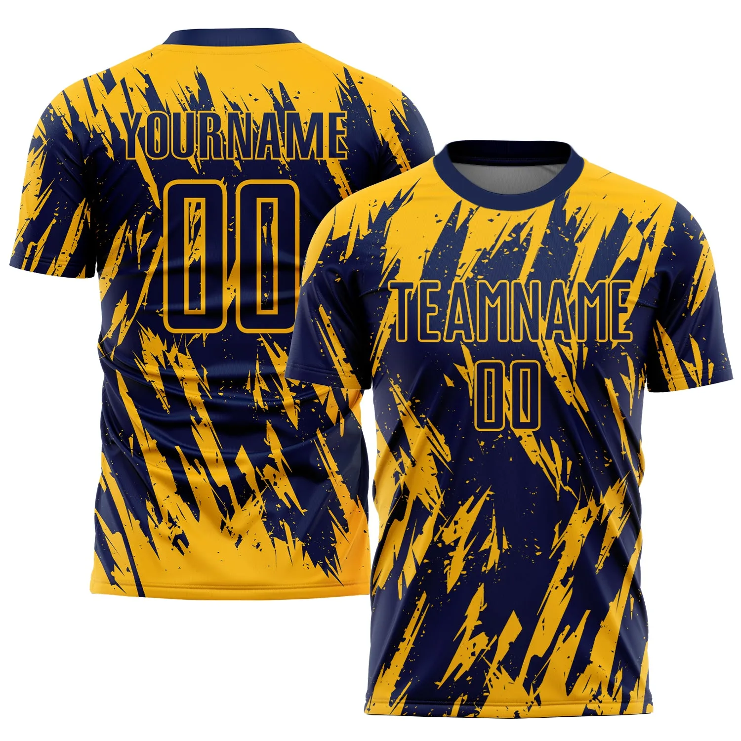 Custom Gold Navy Sublimation Soccer Uniform Jersey