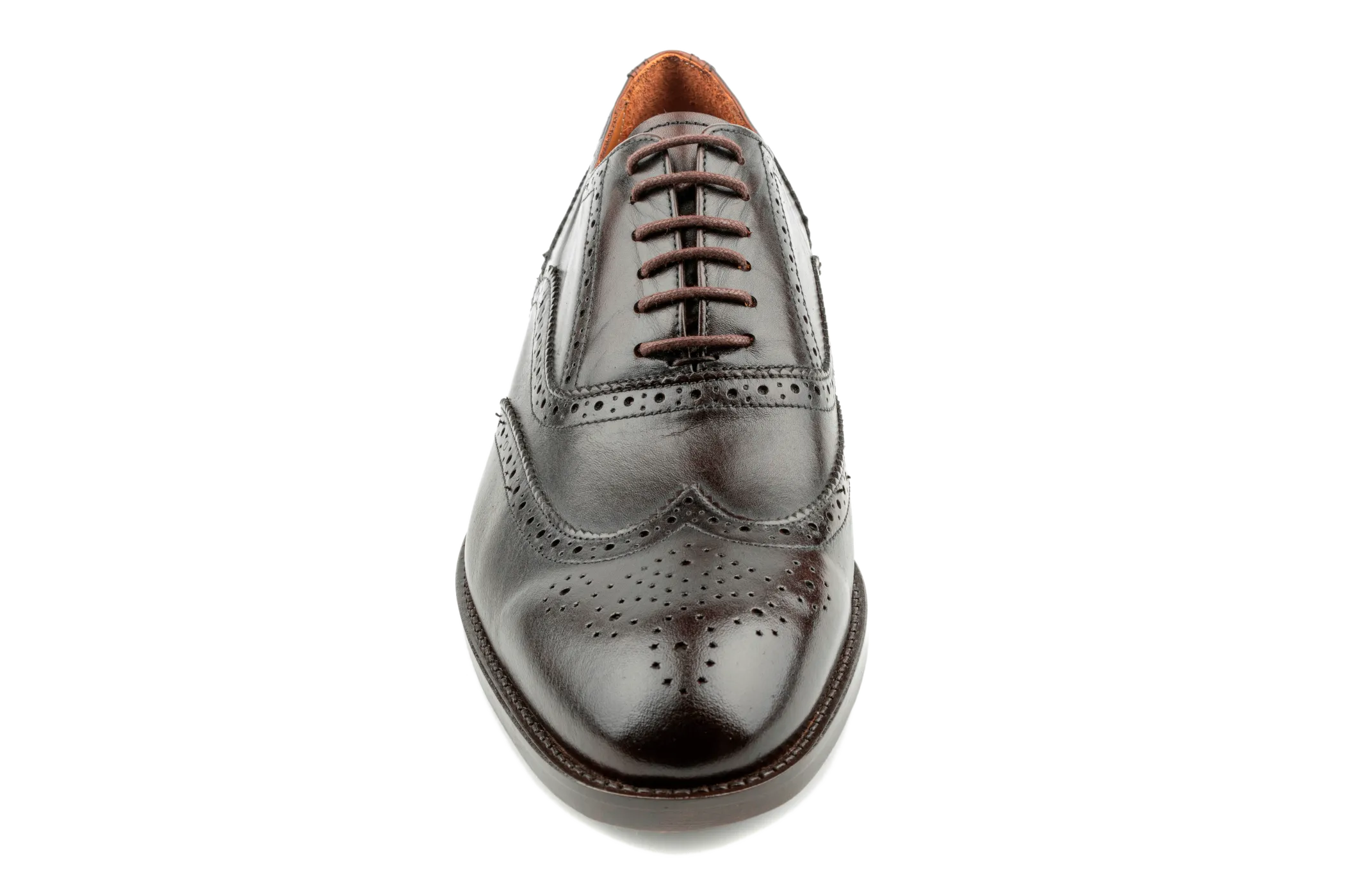 Debbano Chi Classic Wingtip Shoes, Men's Brown Oxford Shoes, Crust Leather Oxford Shoes, Winged Tip Dress Shoes, Oxford Brogues for Men