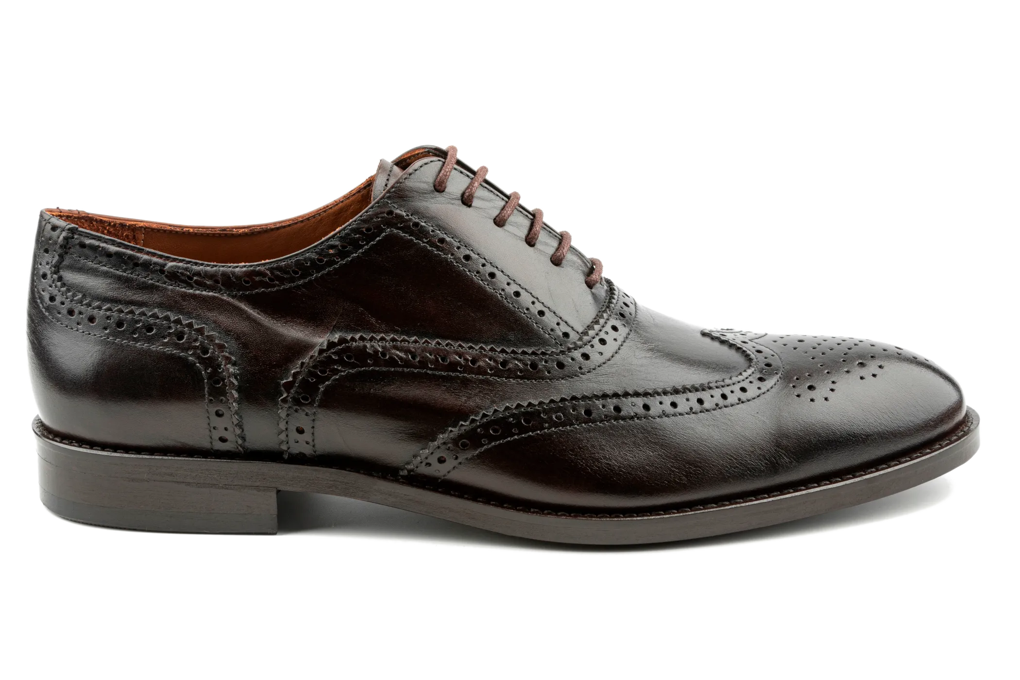 Debbano Chi Classic Wingtip Shoes, Men's Brown Oxford Shoes, Crust Leather Oxford Shoes, Winged Tip Dress Shoes, Oxford Brogues for Men