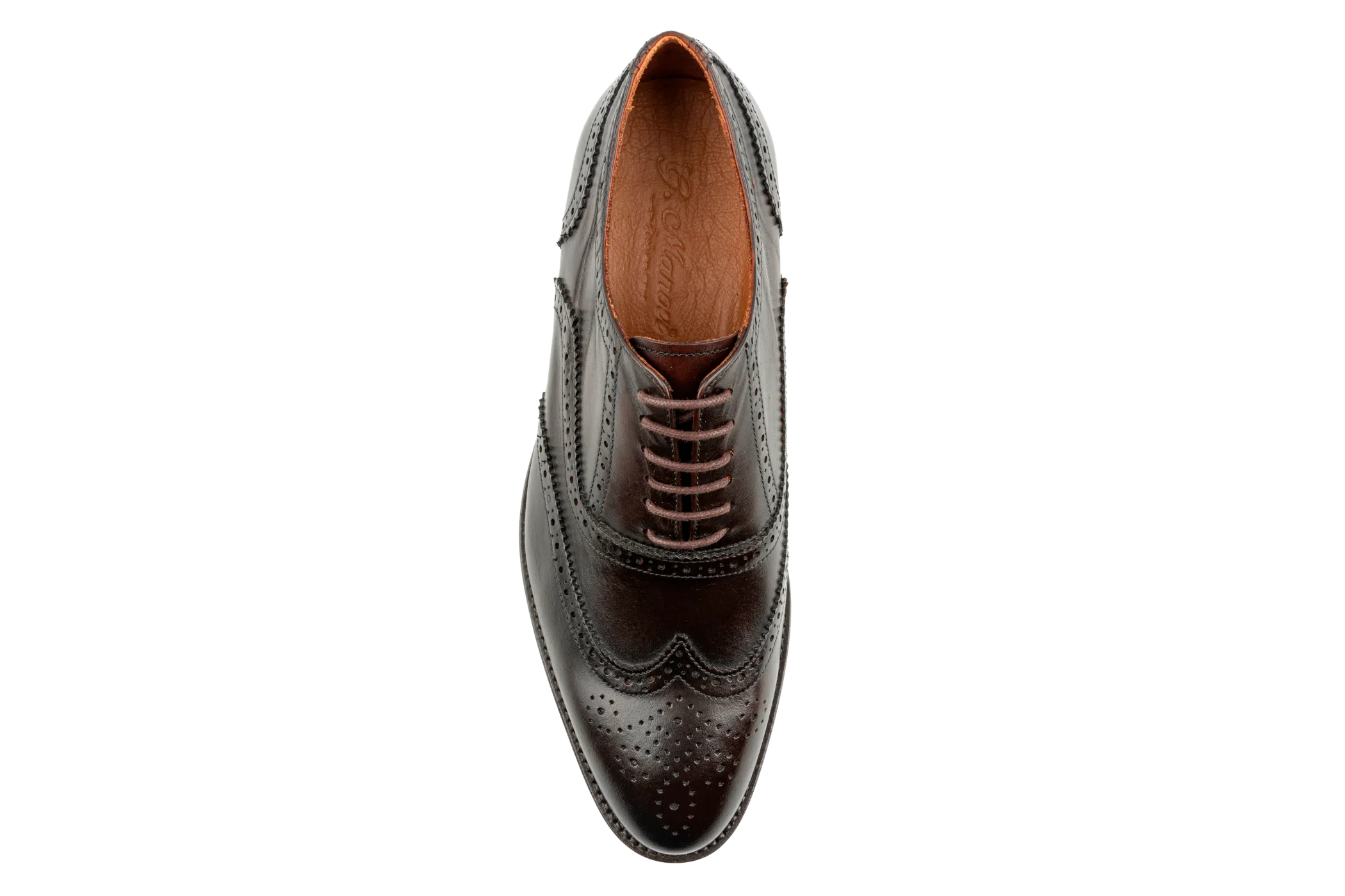 Debbano Chi Classic Wingtip Shoes, Men's Brown Oxford Shoes, Crust Leather Oxford Shoes, Winged Tip Dress Shoes, Oxford Brogues for Men