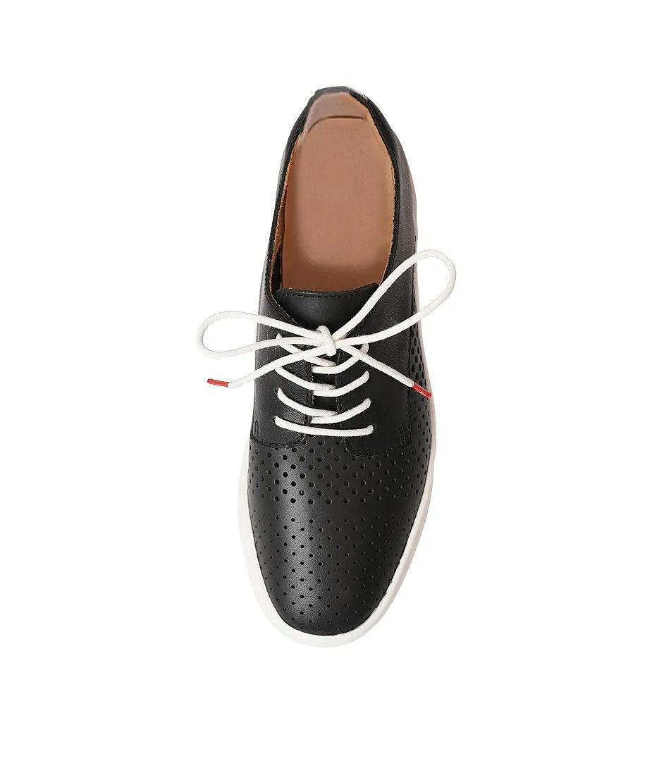 Derby City Punch Black Leather Lace Up Flats