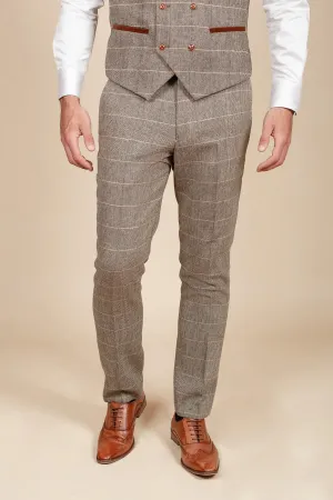 DX7 - Tan Tweed Check Trousers