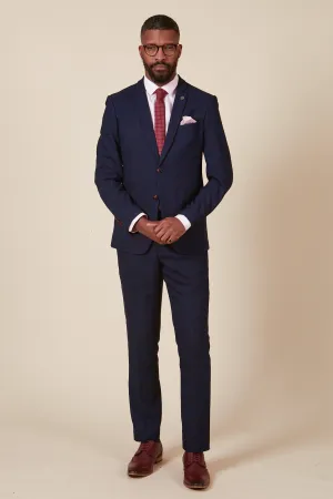 EDINSON - Navy Wine Check Two Piece Suit