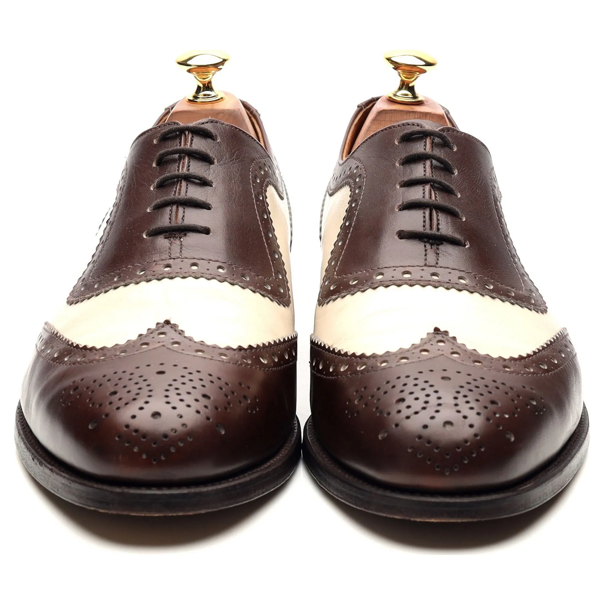 'Fitzgerald' Dark Brown Brown White Leather Spectator Brogues UK 9 FX