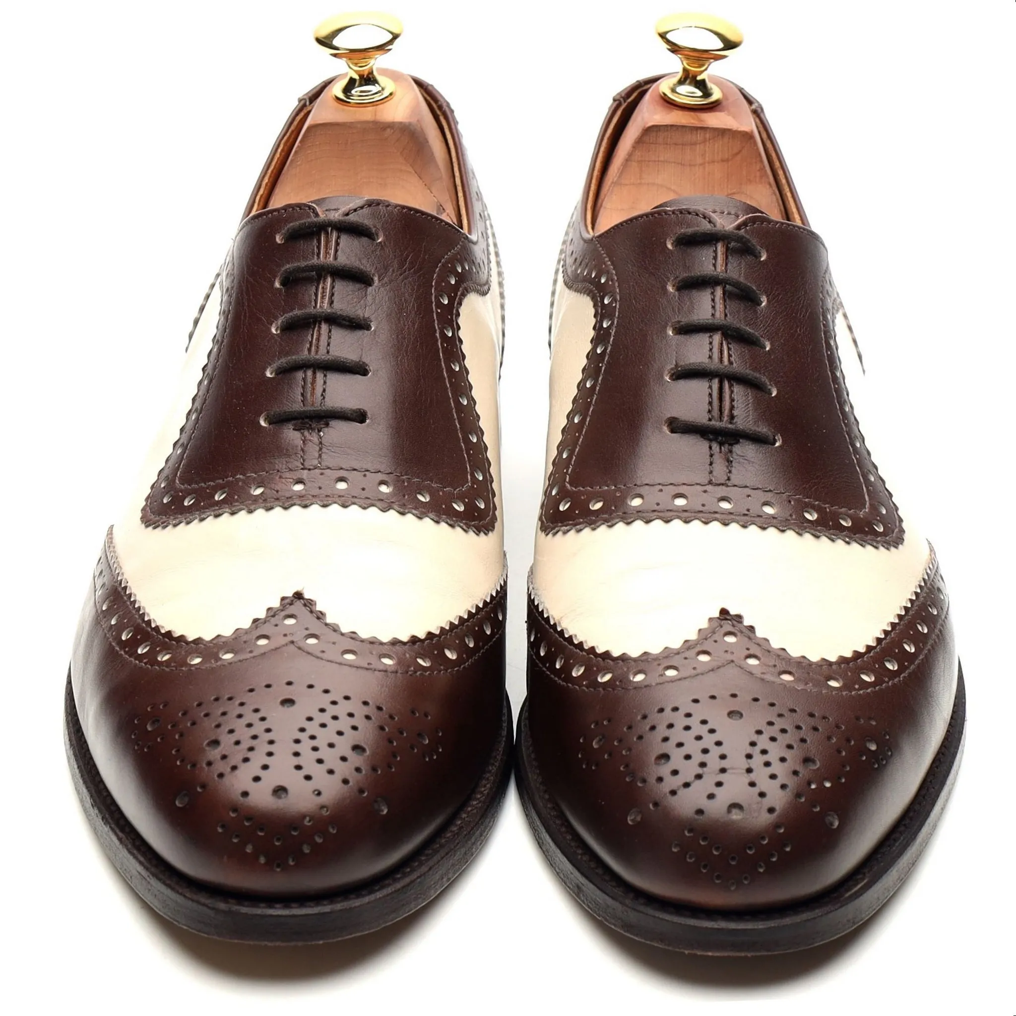 'Fitzgerald' Dark Brown Brown White Leather Spectator Brogues UK 9 FX