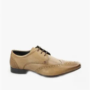 FLEET Mens Leather Pointed Brogues Tan