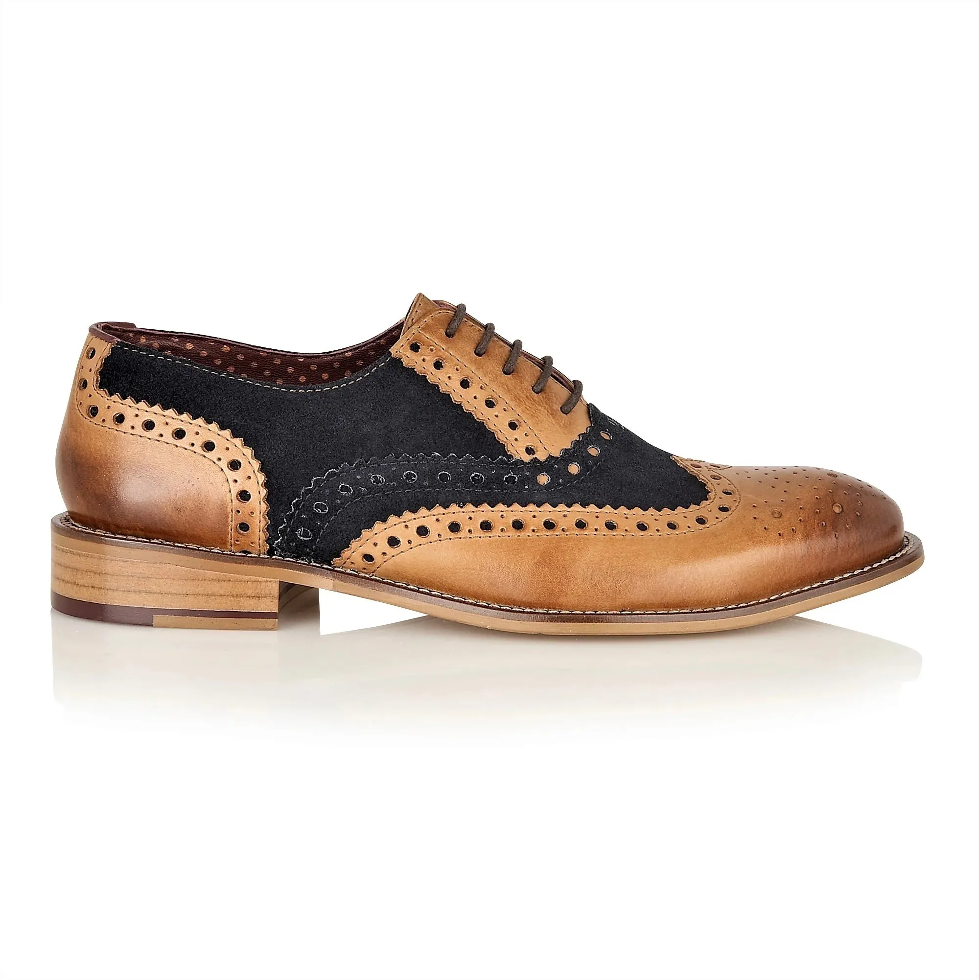 Gatsby Brogue Tan / Navy Wide Fit