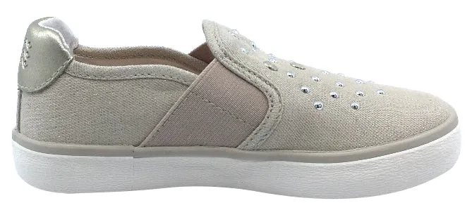 GEOX Girl's Kilwi Slip-On Sneaker Tennis Shoes, Light Beige