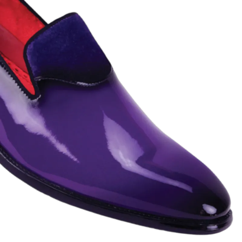 Globe footwear Purple Men's patent leather tuxedo shoe with velvet