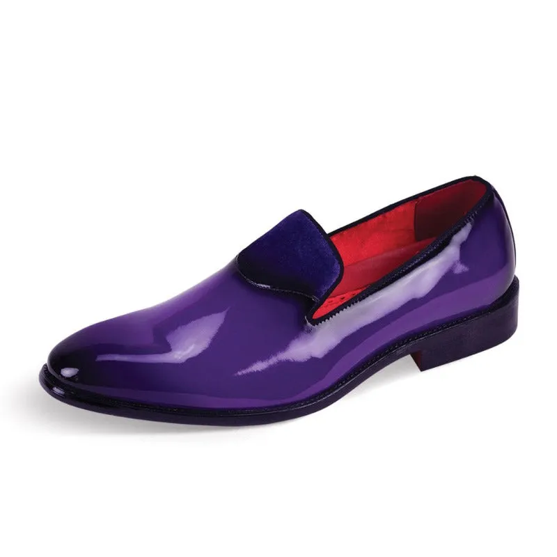 Globe footwear Purple Men's patent leather tuxedo shoe with velvet