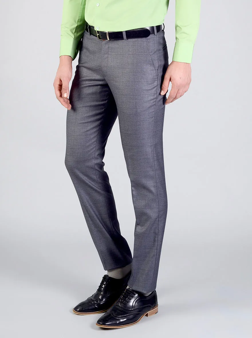 Grey Checked Slim Fit Formal Trouser | JB Studio