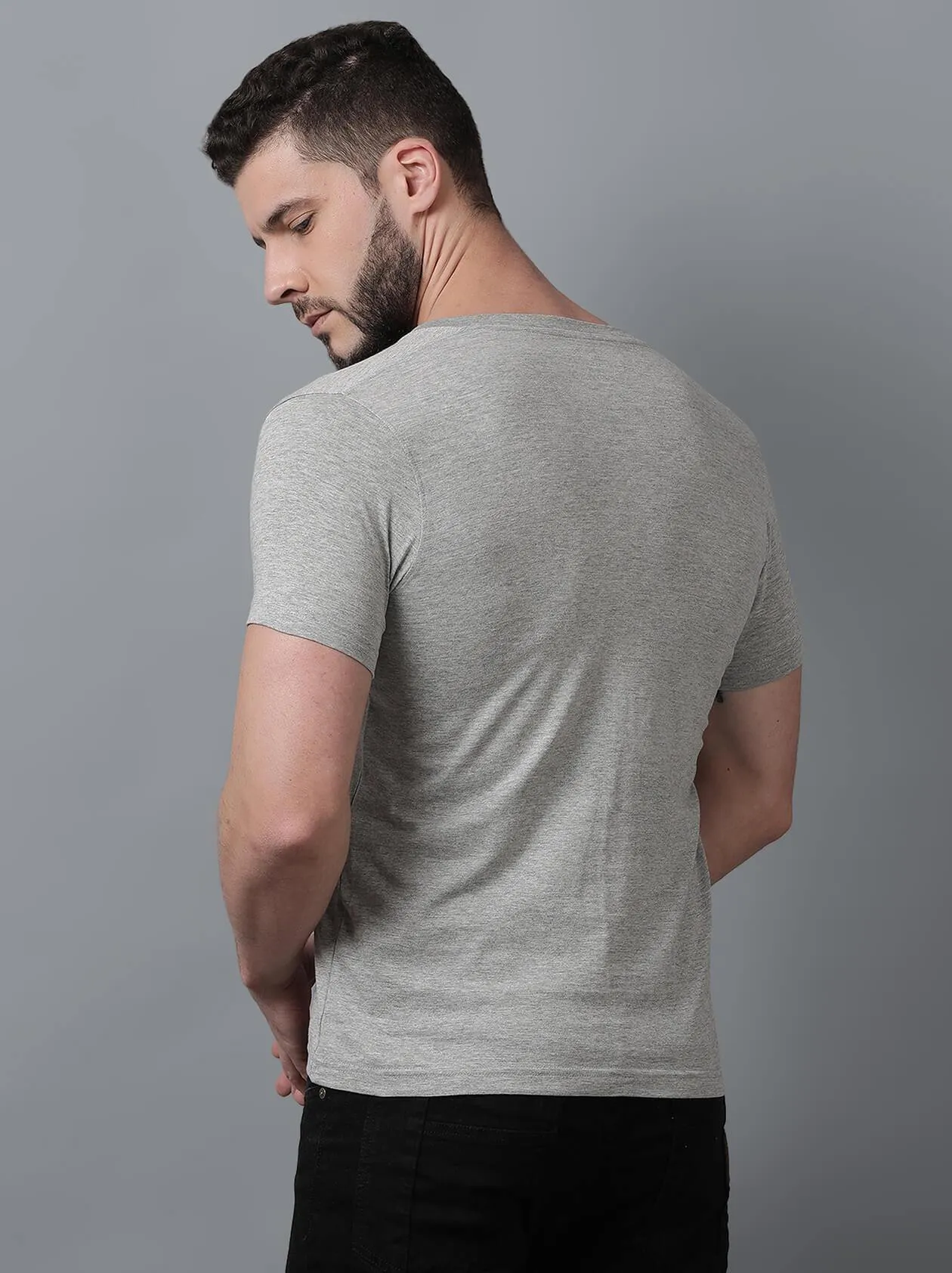 Grey Mens V Neck T-Shirt (MAQUIRE 1015)