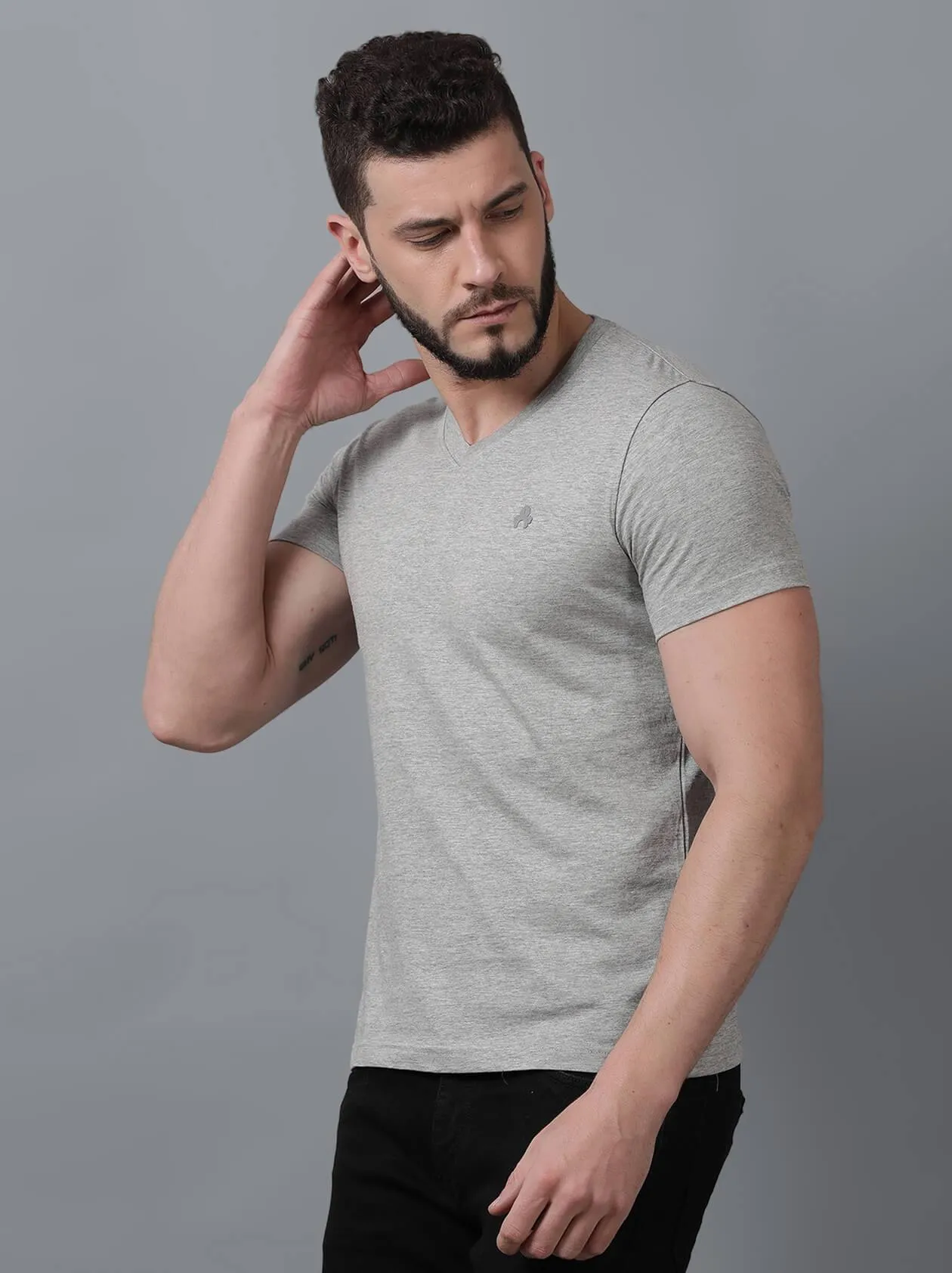 Grey Mens V Neck T-Shirt (MAQUIRE 1015)