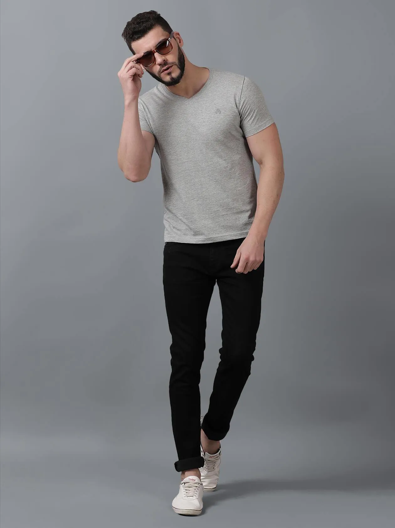 Grey Mens V Neck T-Shirt (MAQUIRE 1015)