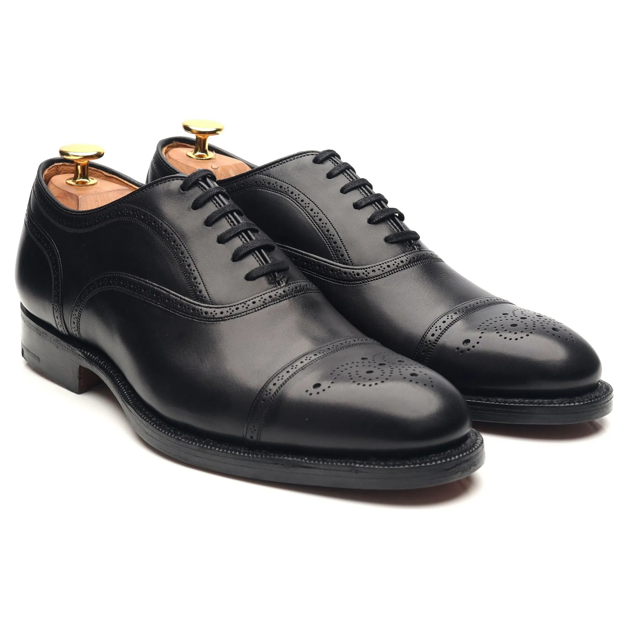 'Guildford' Black Leather Oxford Semi Brogues UK 6 F