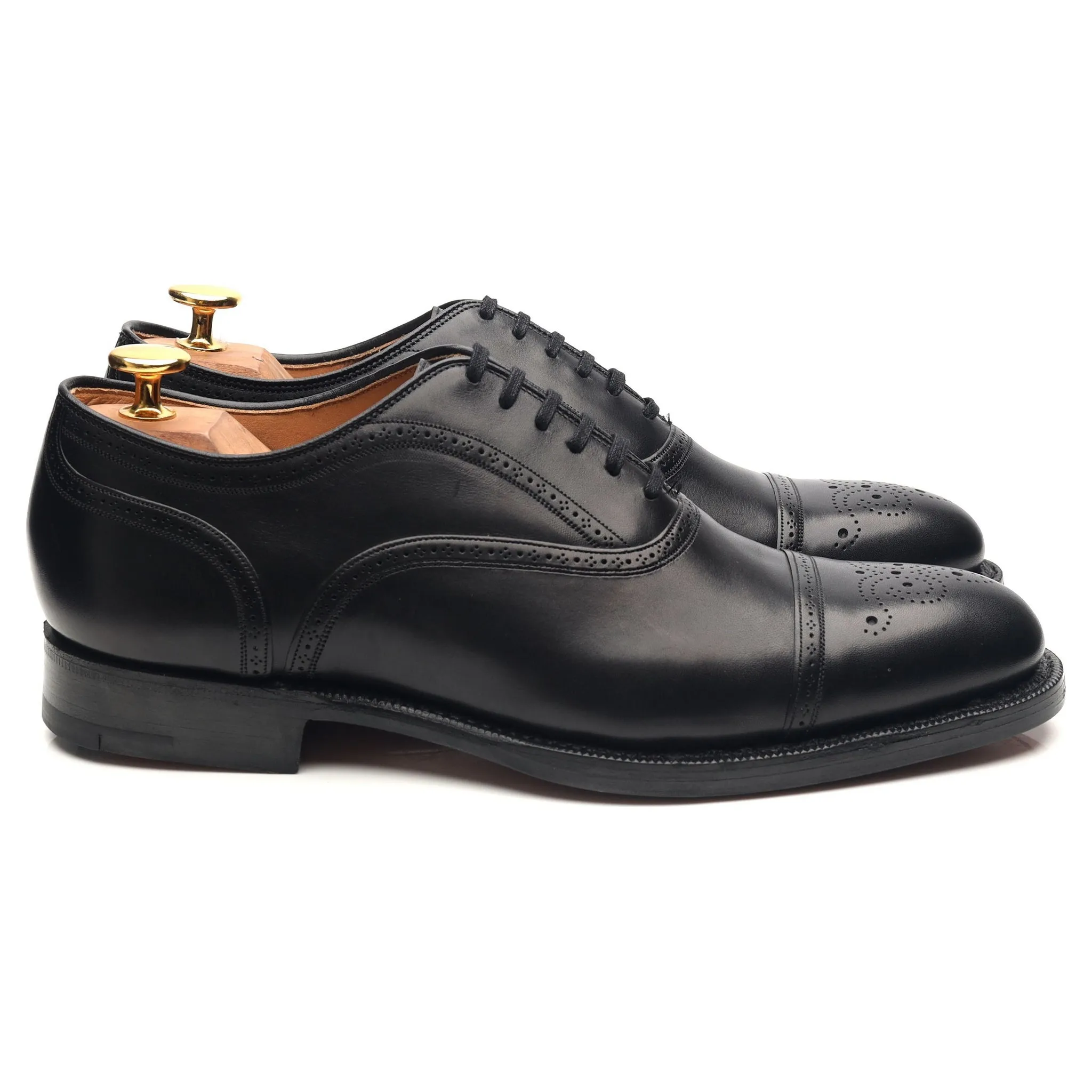 'Guildford' Black Leather Oxford Semi Brogues UK 6 F