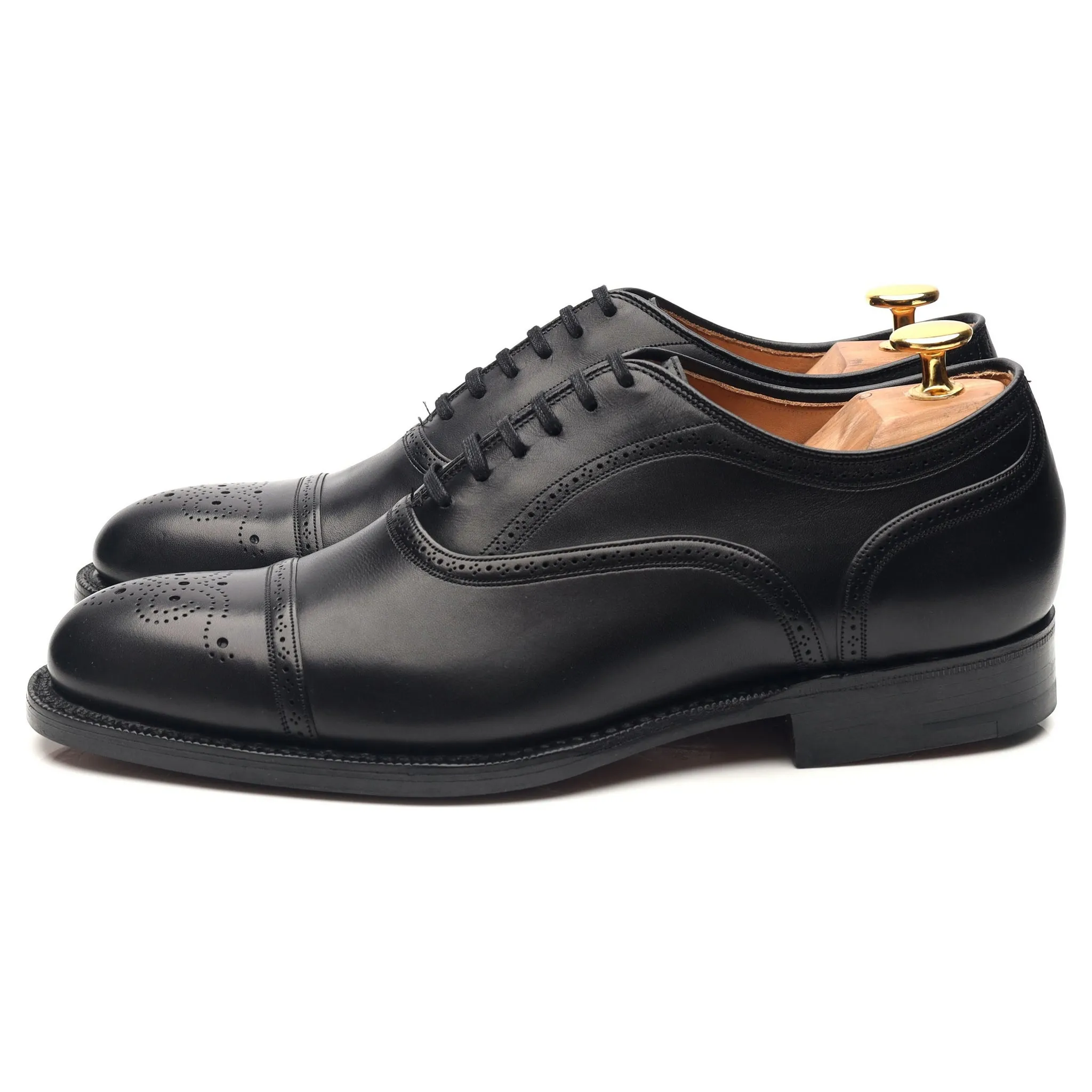 'Guildford' Black Leather Oxford Semi Brogues UK 6 F