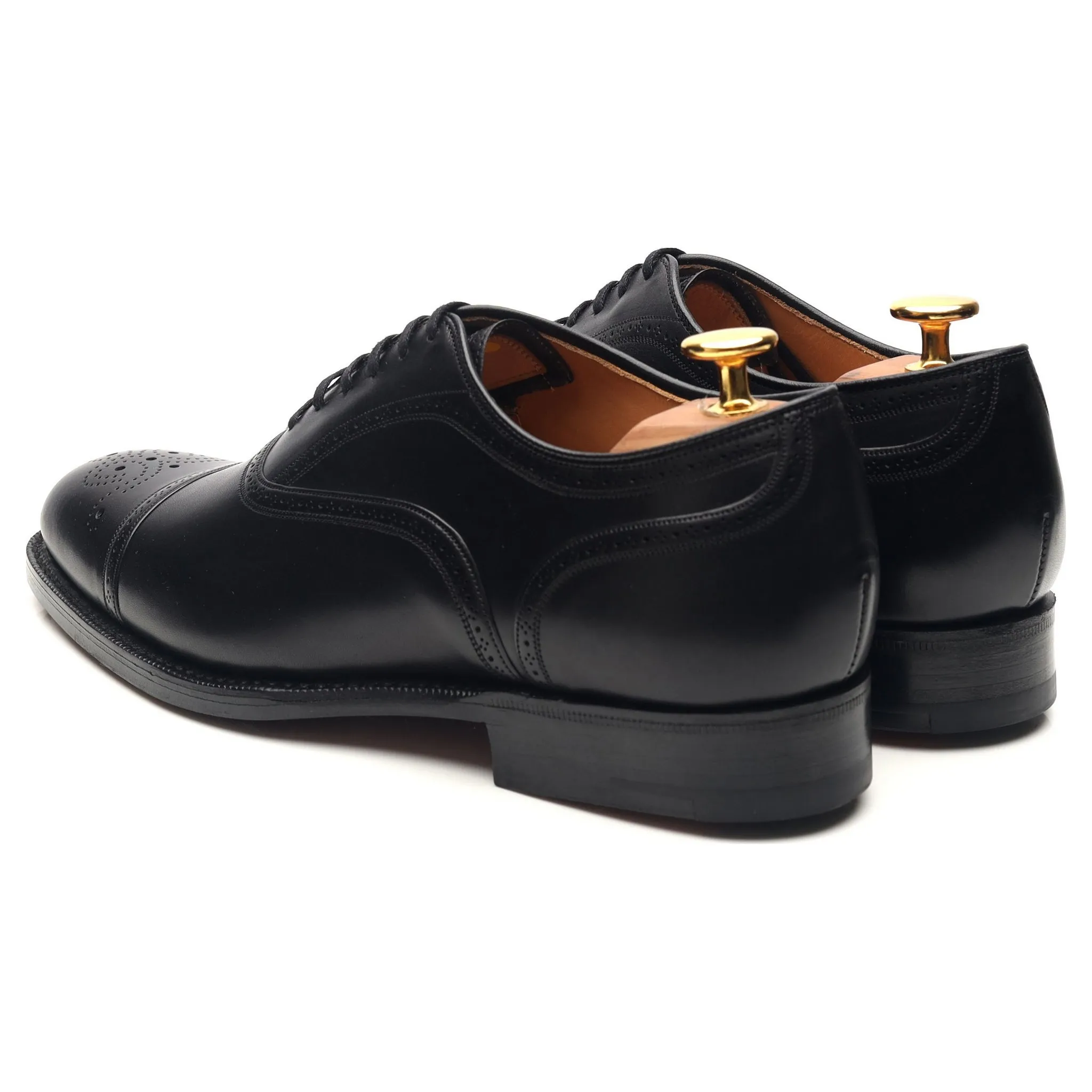 'Guildford' Black Leather Oxford Semi Brogues UK 6 F