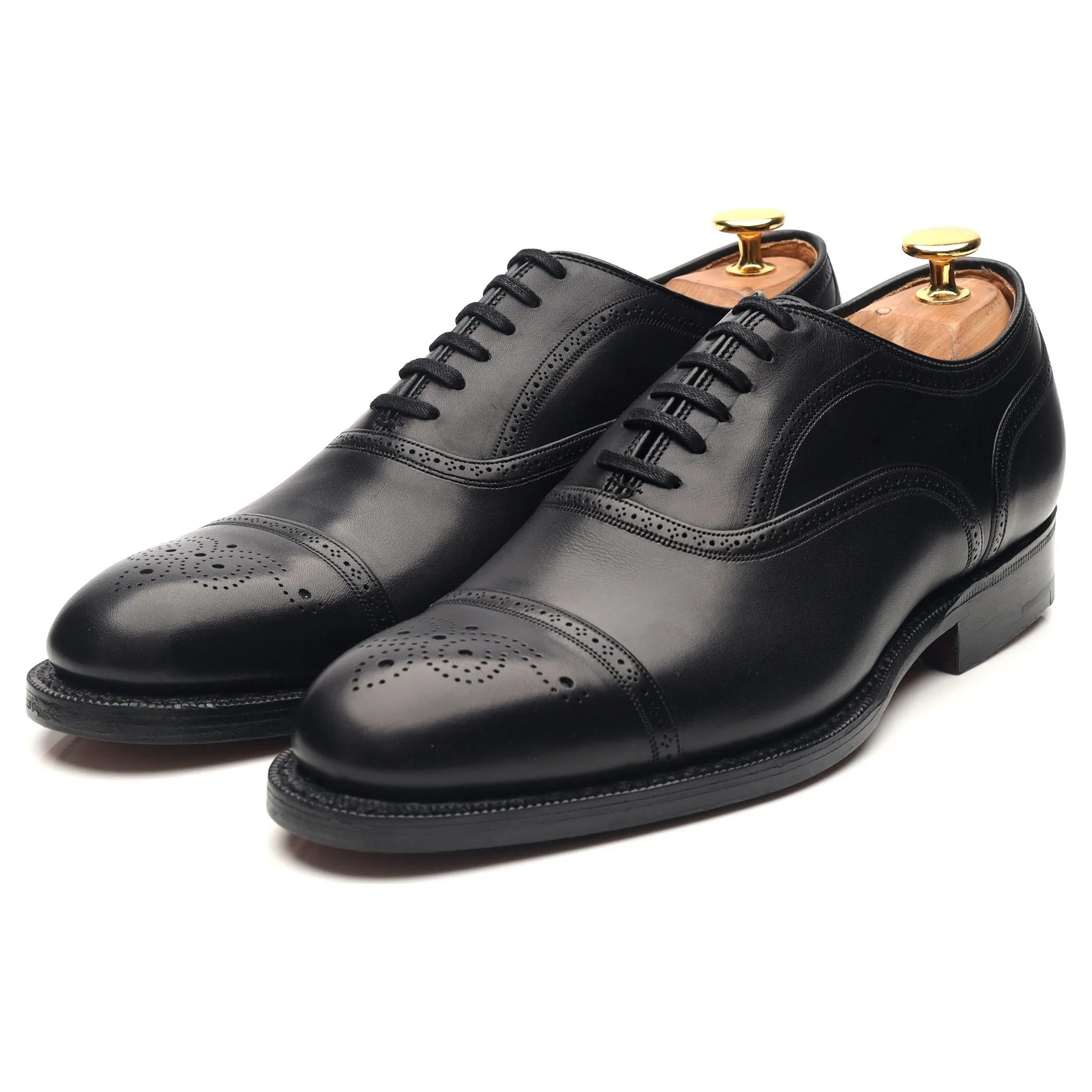 'Guildford' Black Leather Oxford Semi Brogues UK 6 F