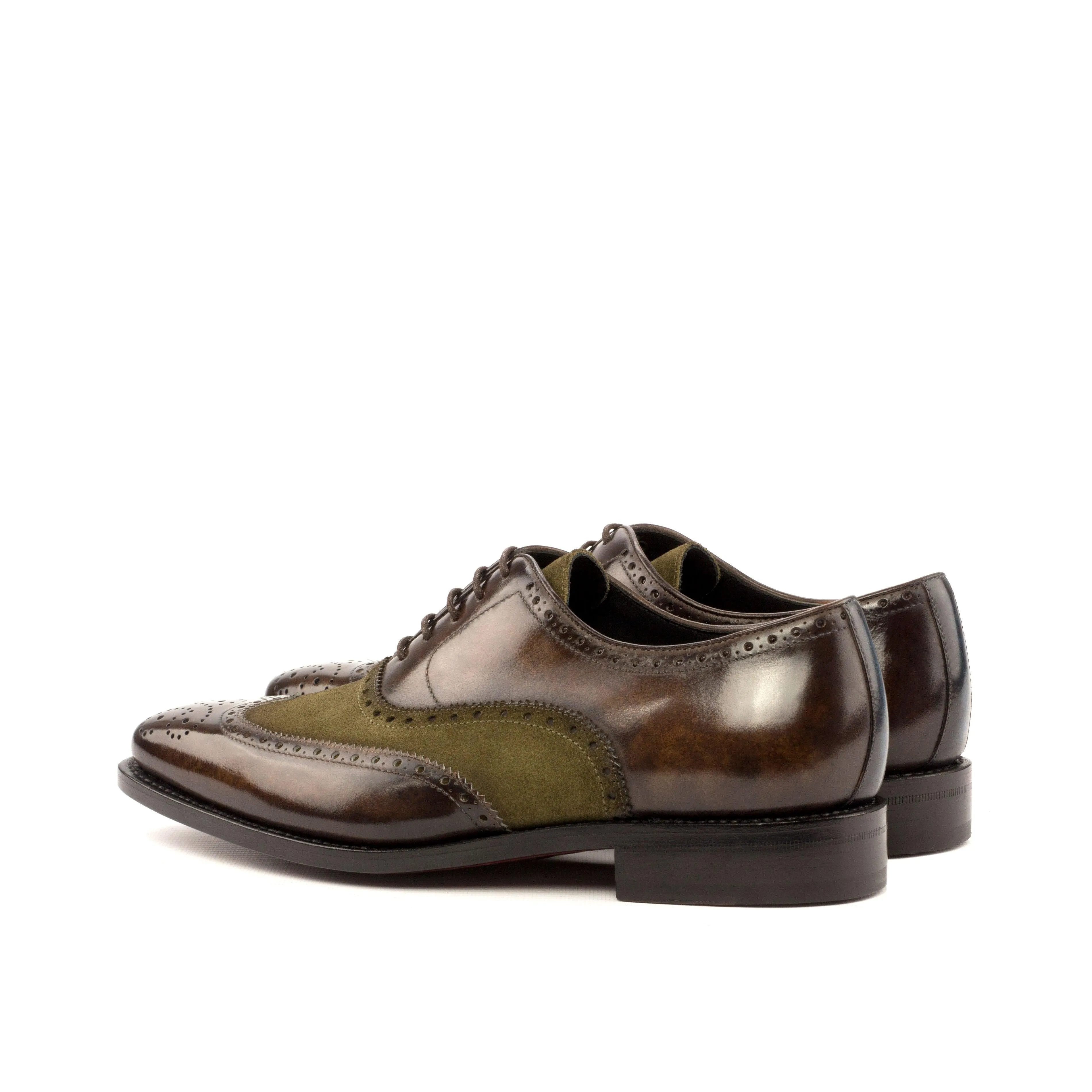 khaki Suede & Brown marbled Patina Brogue