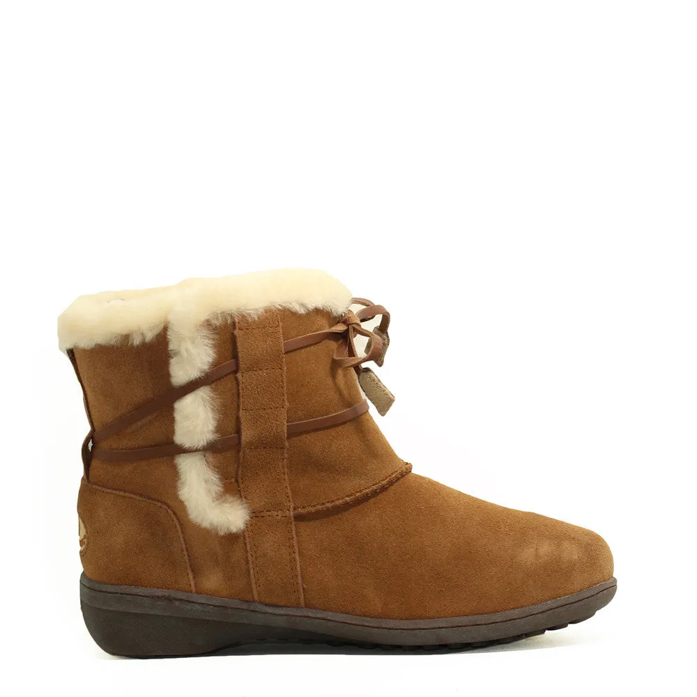 Lace Up Short Boots - Chestnut